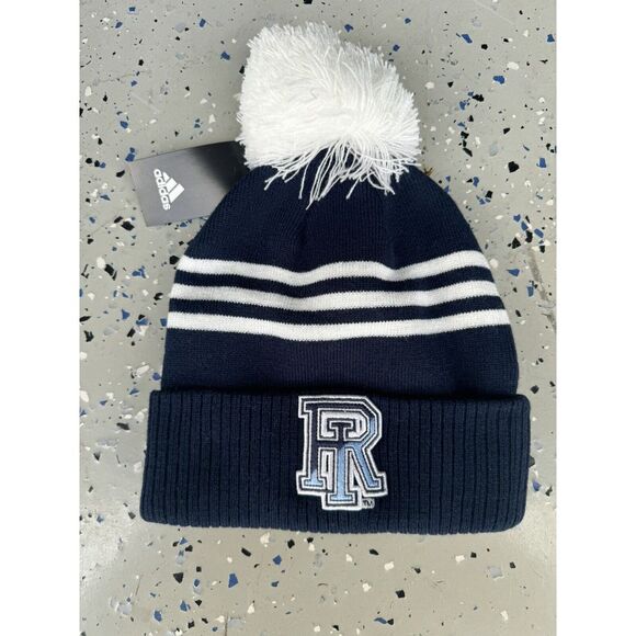 Rhode Island Rams NCAA Navy Adidas Beanie Pom Knit Cap Hat NWT New Football - Picture 1 of 3